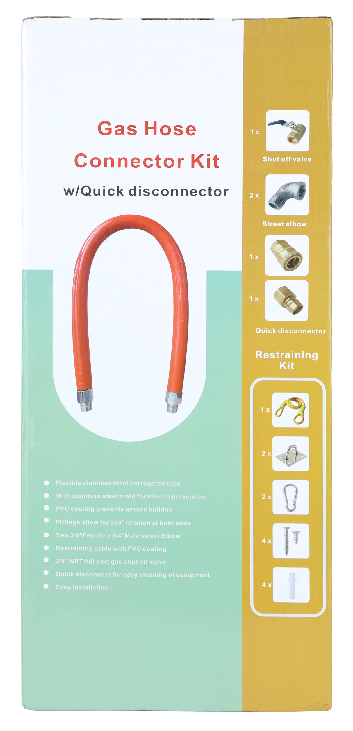 Empura Equipment EMGCK48 Gas Connector Hose Kit / Assembly 48" Mobile Gas Connector Hose Kit With 2 Elbows