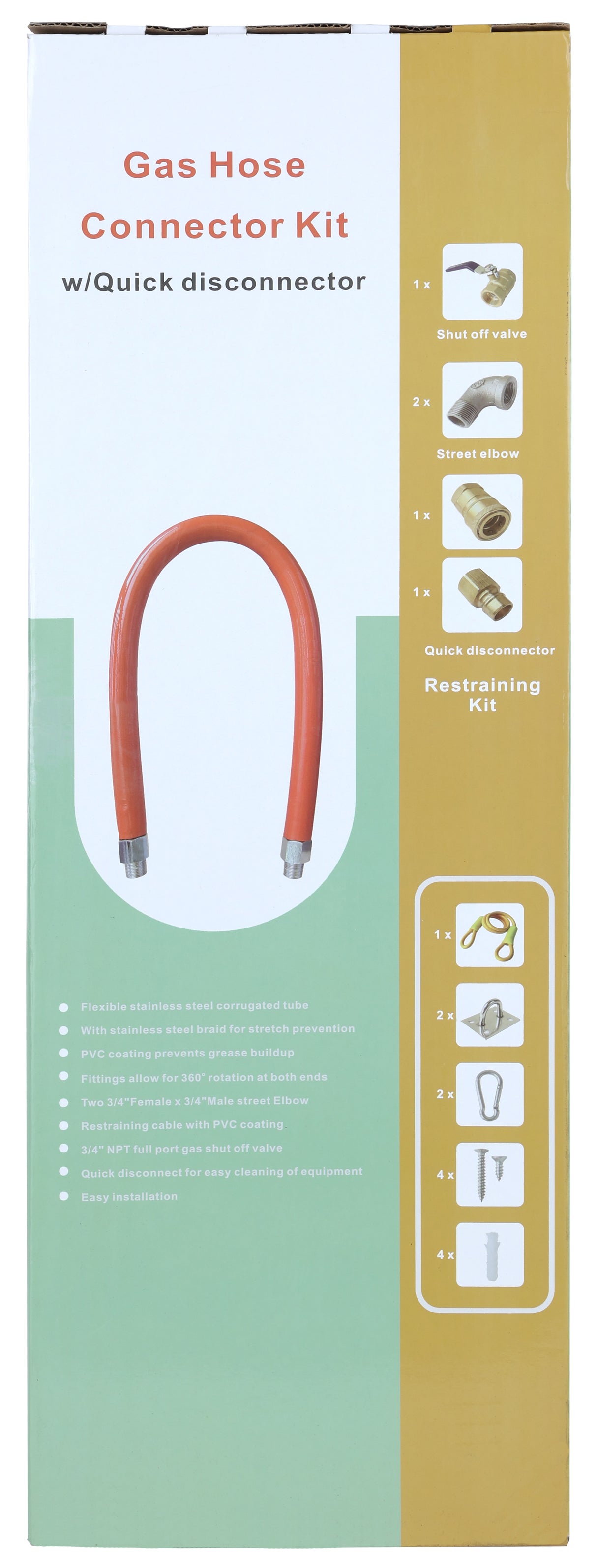 Empura Equipment EMGCK60 Gas Connector Hose Kit / Assembly 60" Mobile Gas Connector Hose Kit With 2 Elbows