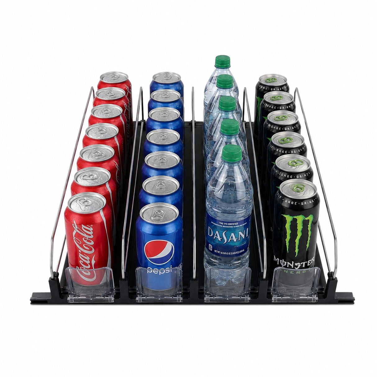 Optional Black 4 Lane Pusher Pre-Assembled Bundle Per Shelf Add-on Accessory Compatible With SS-P300WA-B