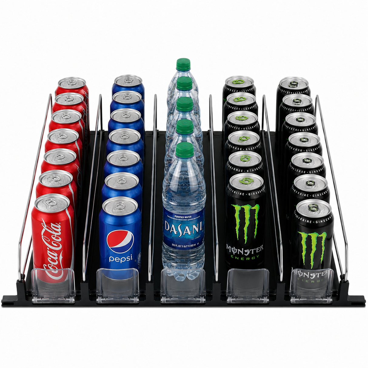 Optional Black 5 Lane Pusher Pre-Assembled Bundle Per Shelf Add-on Accessory Compatible With SS-P210WA-B