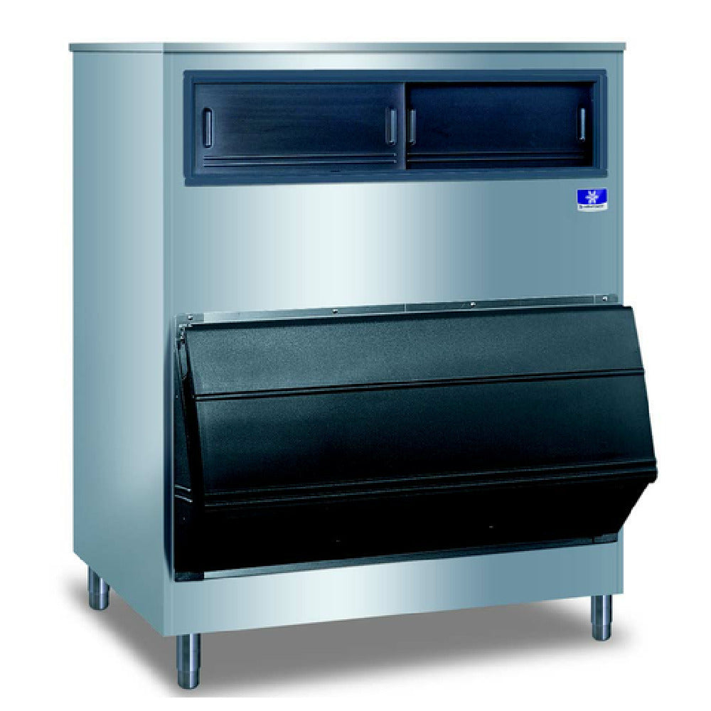 Commercial ice storage bin with slanted front door for Manitowoc F1300 large upright storage