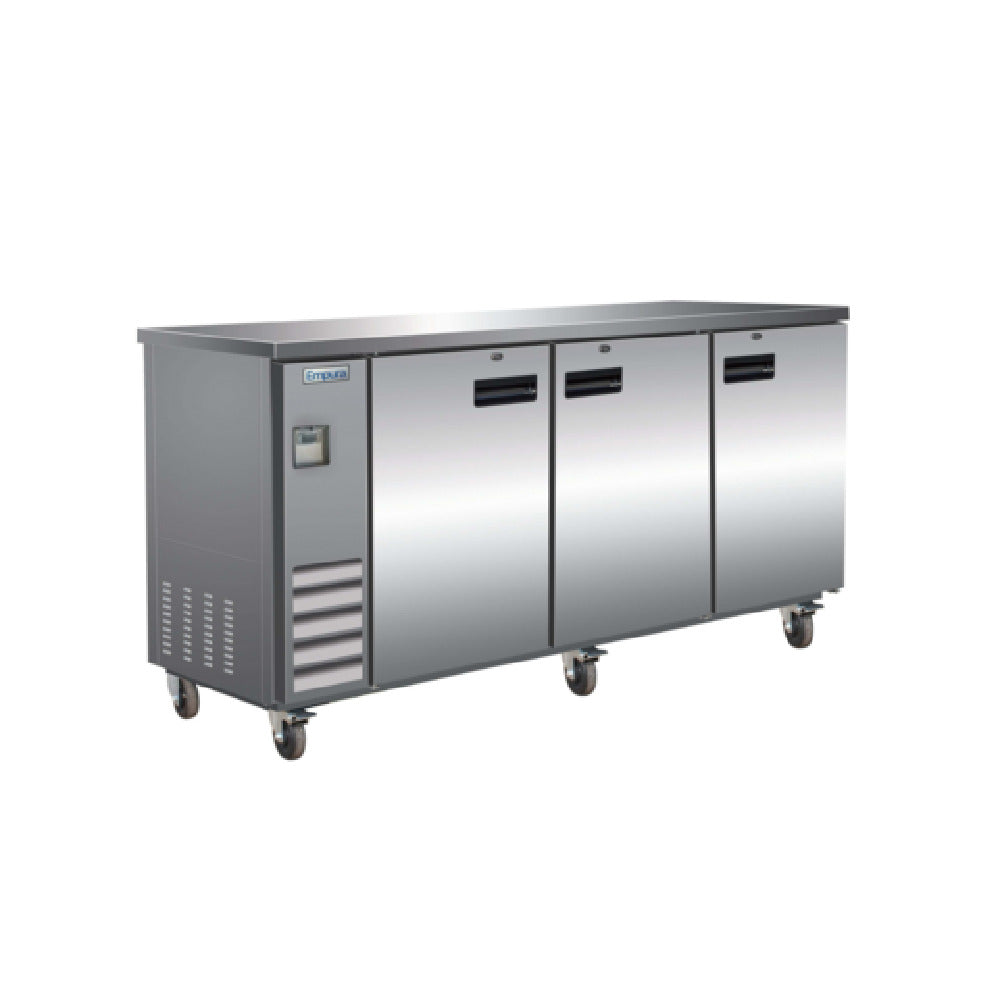 Empura E-KBB70-3-24-S - Back Bar Cooler, 3 Swing Solid Doors, 73"W X 24 7/16"D X 41 3/4"H