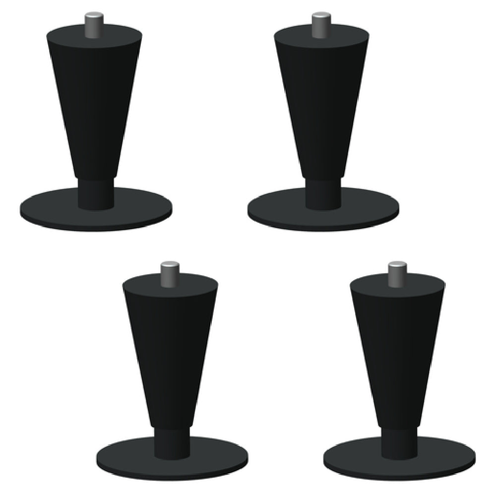Four black conical speaker stands in a grid for Hoshizaki LP-6P leg package with painted legs