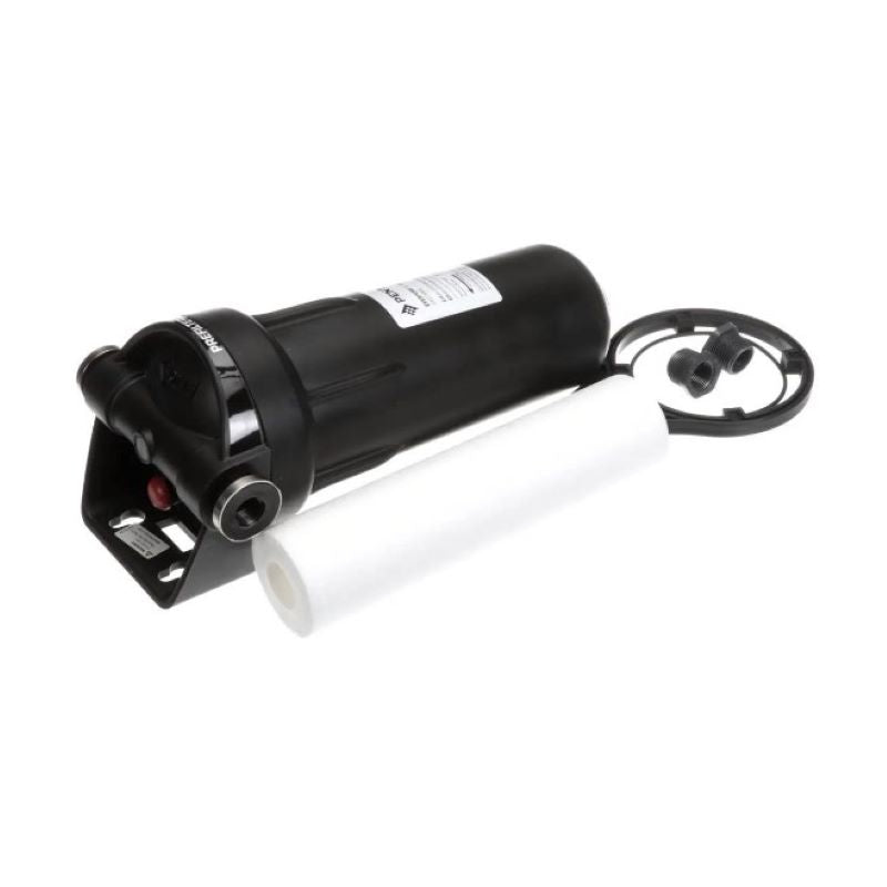 Black cylindrical water filter unit with white cartridge for Hoshizaki 9795-80 Pre-Filter System