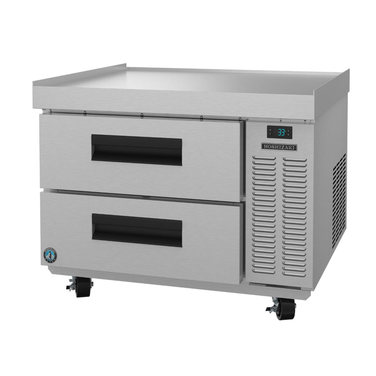 Stainless steel refrigerated equipment stand with drawers on wheels from Steelheart Series