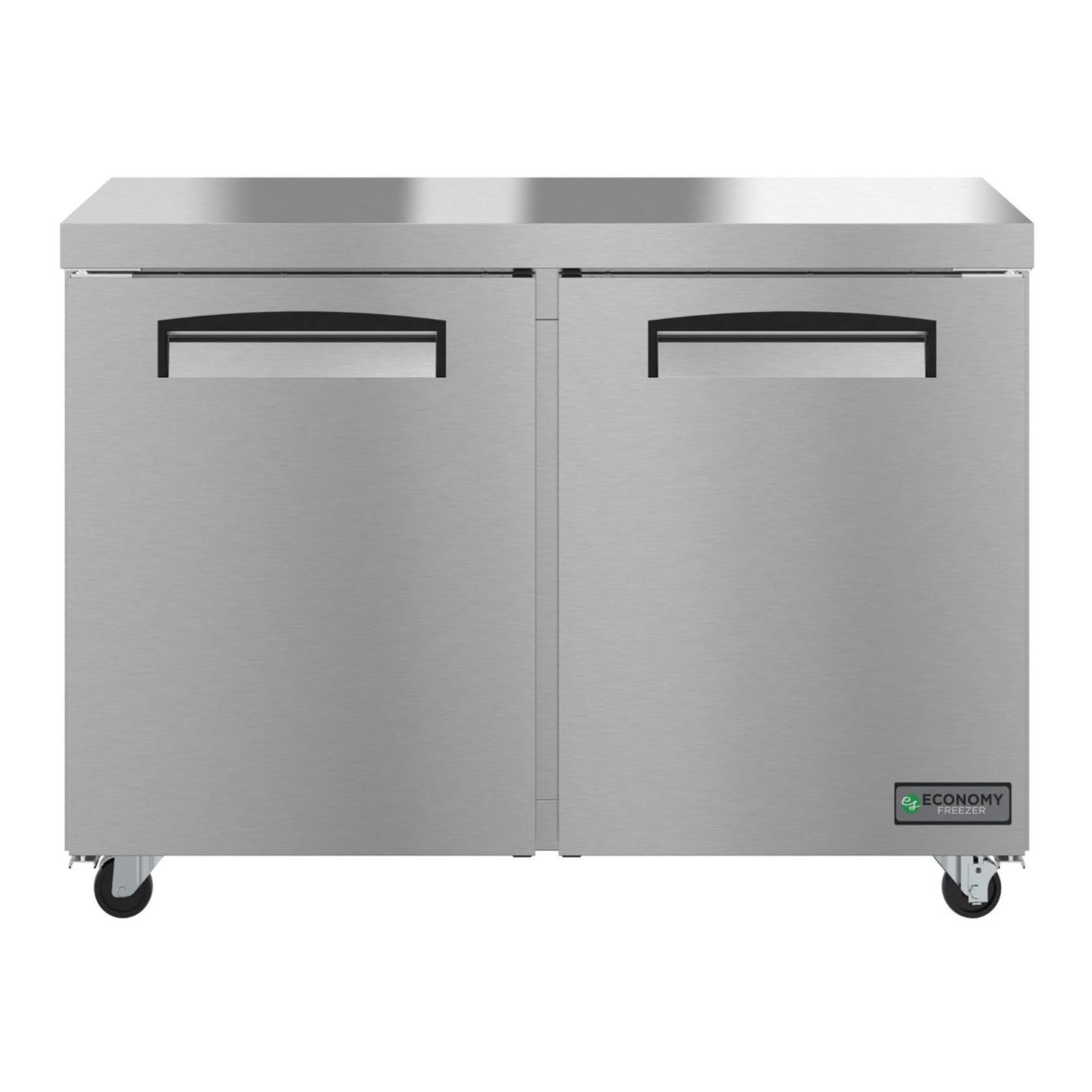 Stainless steel Hoshizaki EUR48A Economy Series Undercounter Refrigerator on wheels