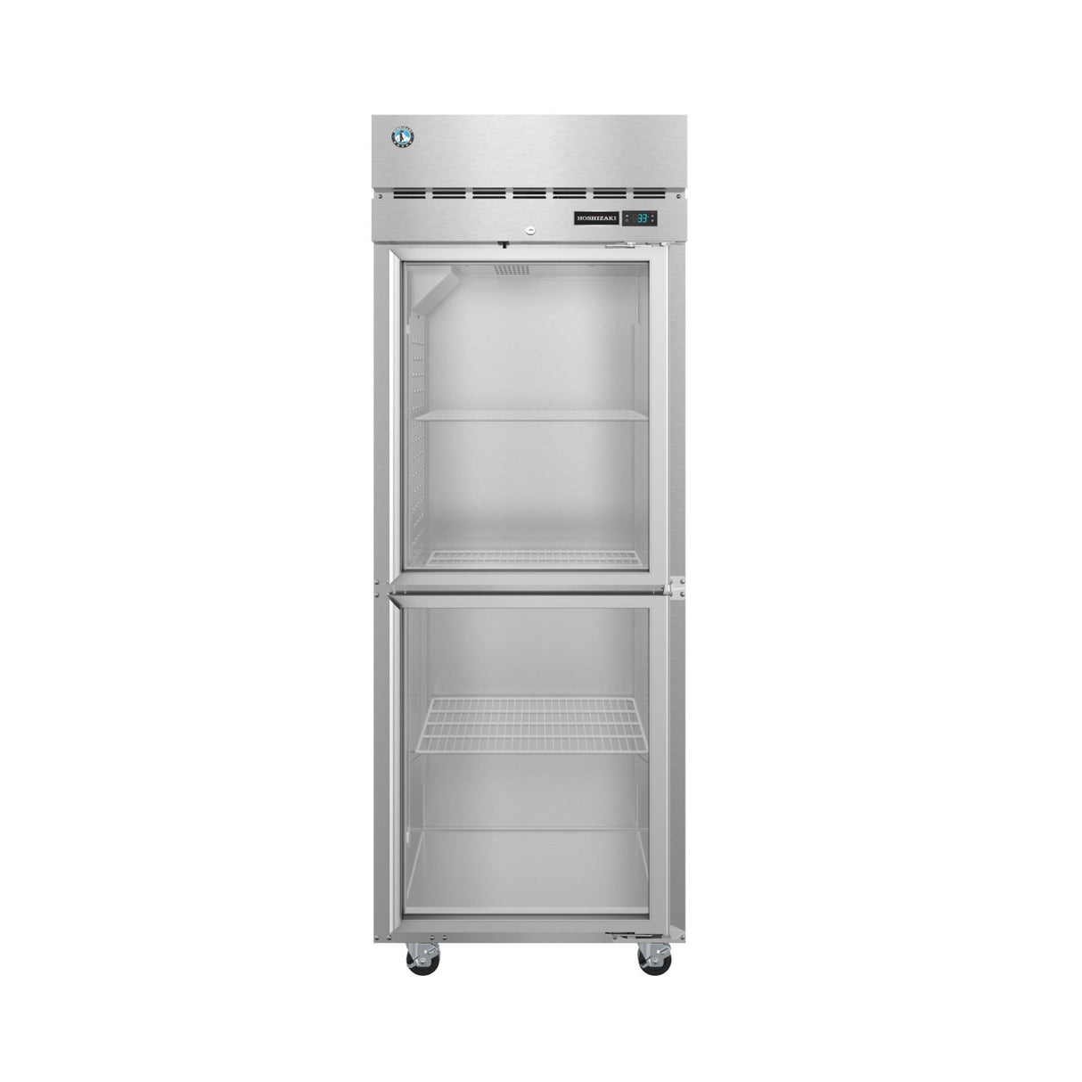 Stainless steel commercial refrigerator with glass doors from Hoshizaki Steelheart Series Freezer