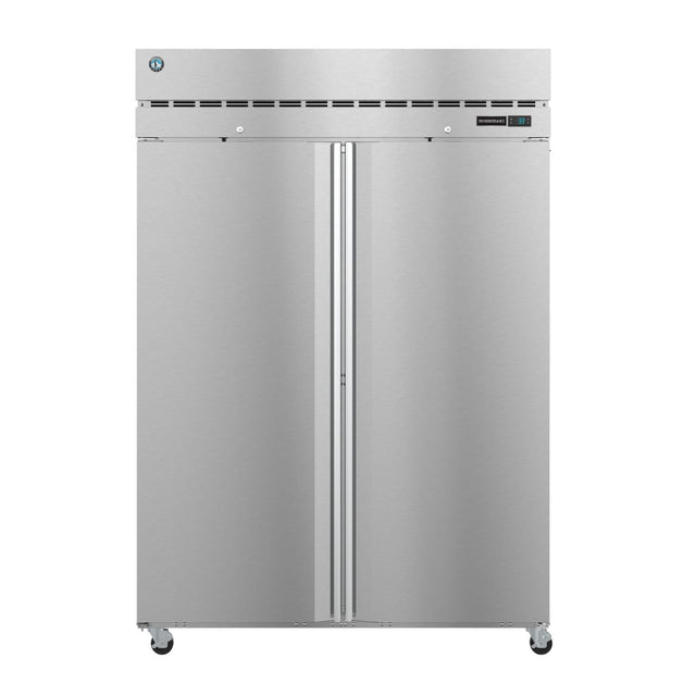 Stainless steel double-door commercial refrigerator on wheels from Steelheart Series Freezer
