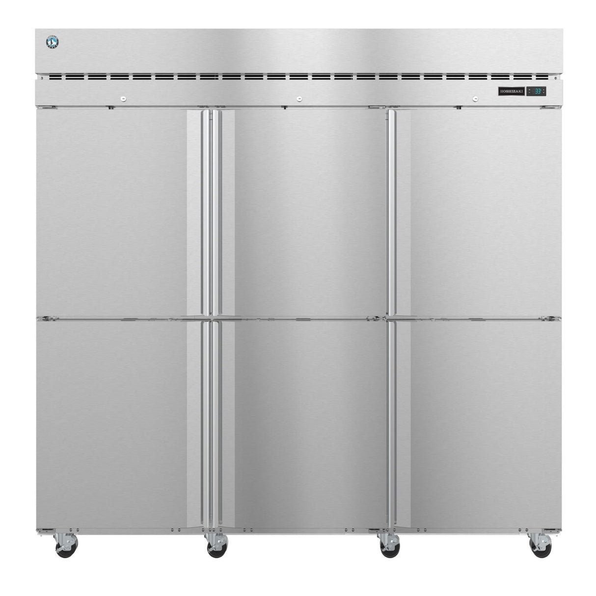 Stainless steel commercial refrigerator on wheels from Hoshizaki Steelheart Series Freezer