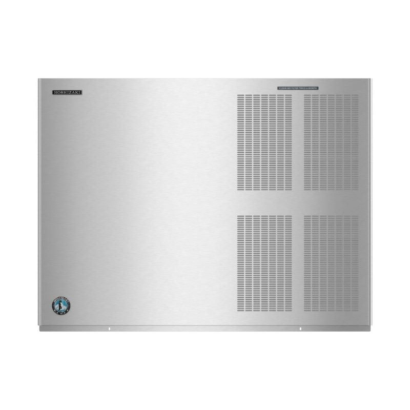 Stainless steel commercial ice maker with ventilation panels in Hoshizaki Tamper Proof Kit