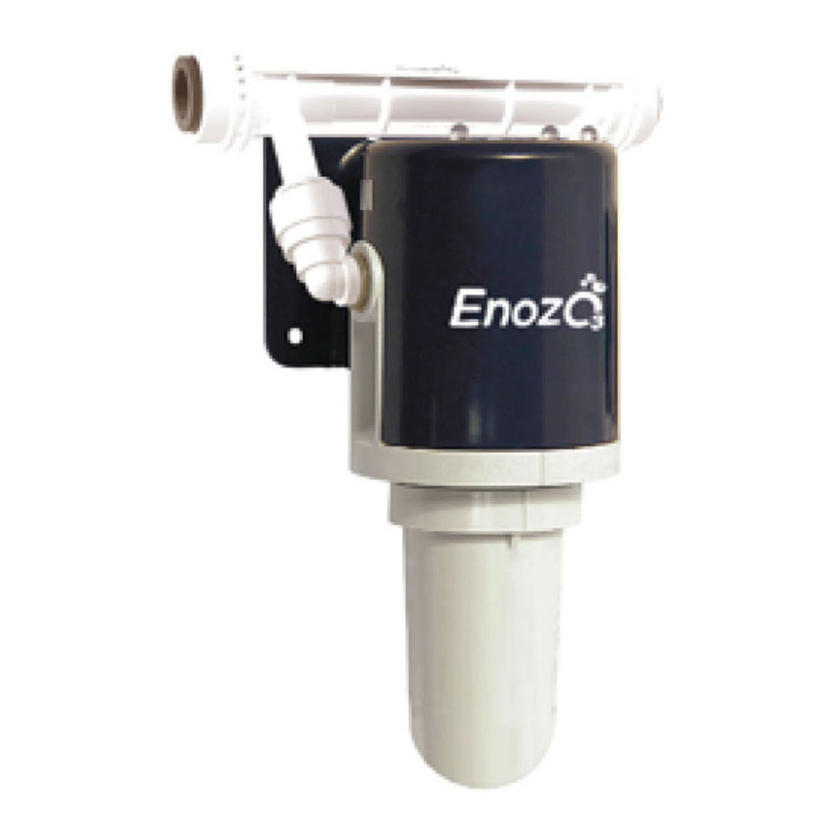 Black and white cylindrical water filter with Enoza branding for Eco3 Ice Ozone System