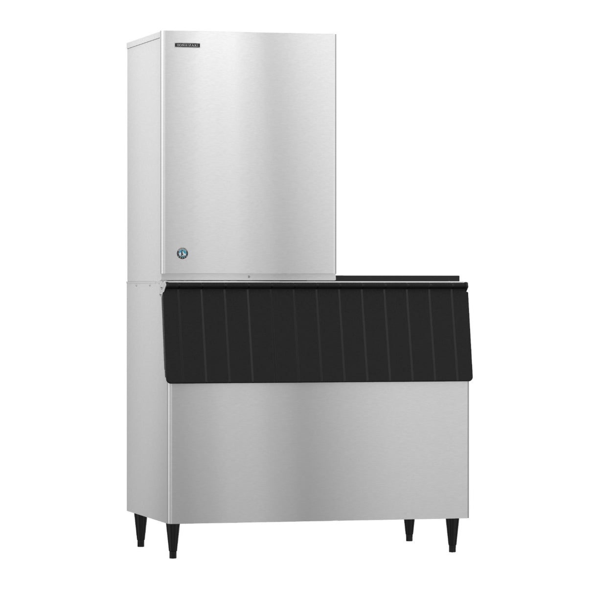 Stainless steel Hoshizaki KM-1340MRJ3 ice maker with storage bin for cube-style ice production