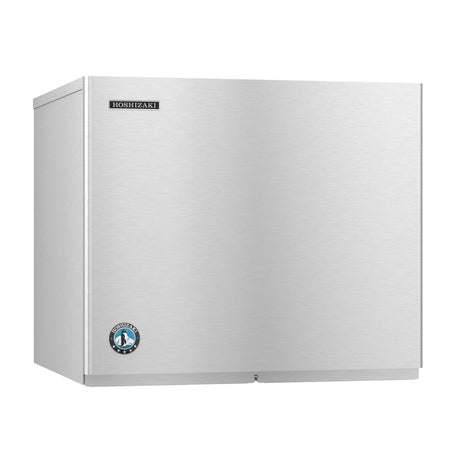 Stainless steel Hoshizaki KML-700MRJ ice maker with blue logo for cube-style ice production