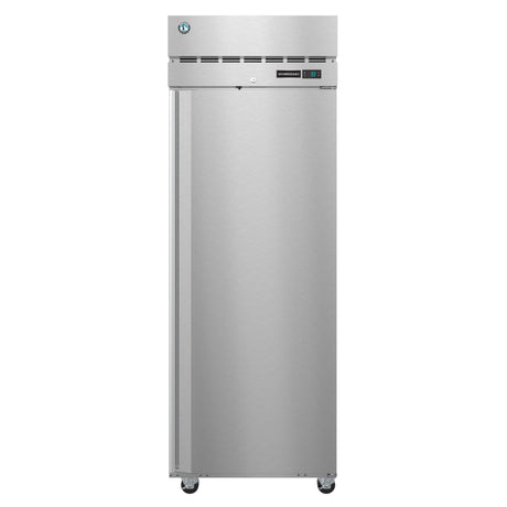 Stainless steel commercial upright Hoshizaki Steelheart Series Refrigerator on wheels