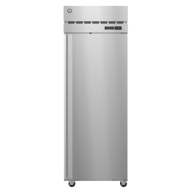 Stainless steel commercial upright Hoshizaki Steelheart Series Refrigerator on wheels