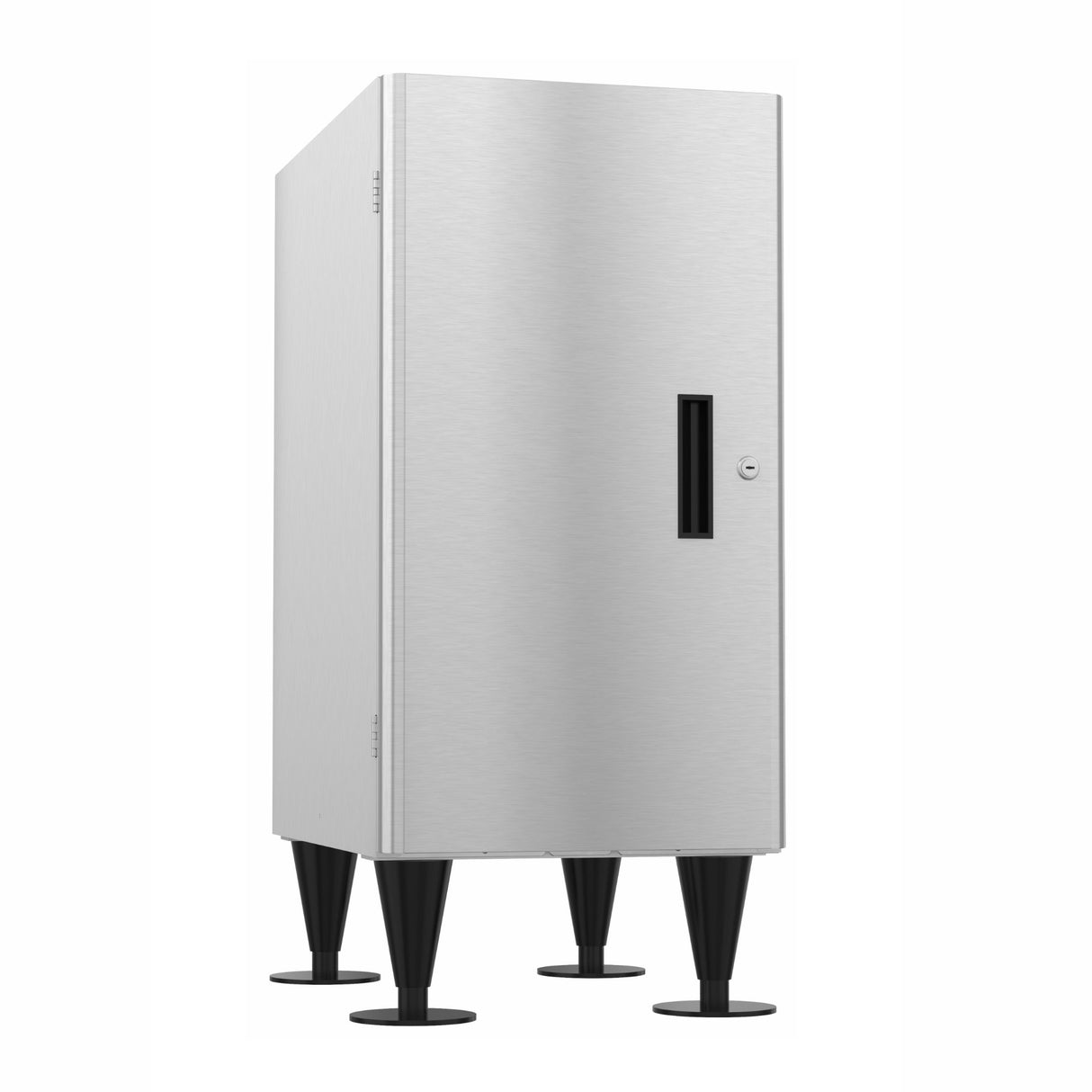 Stainless steel cabinet base on adjustable legs with locking door for equipment stand