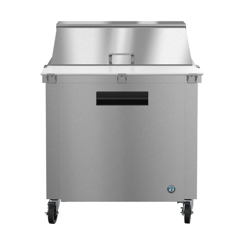 Stainless steel commercial refrigeration prep table on wheels for Steelheart Series Mega