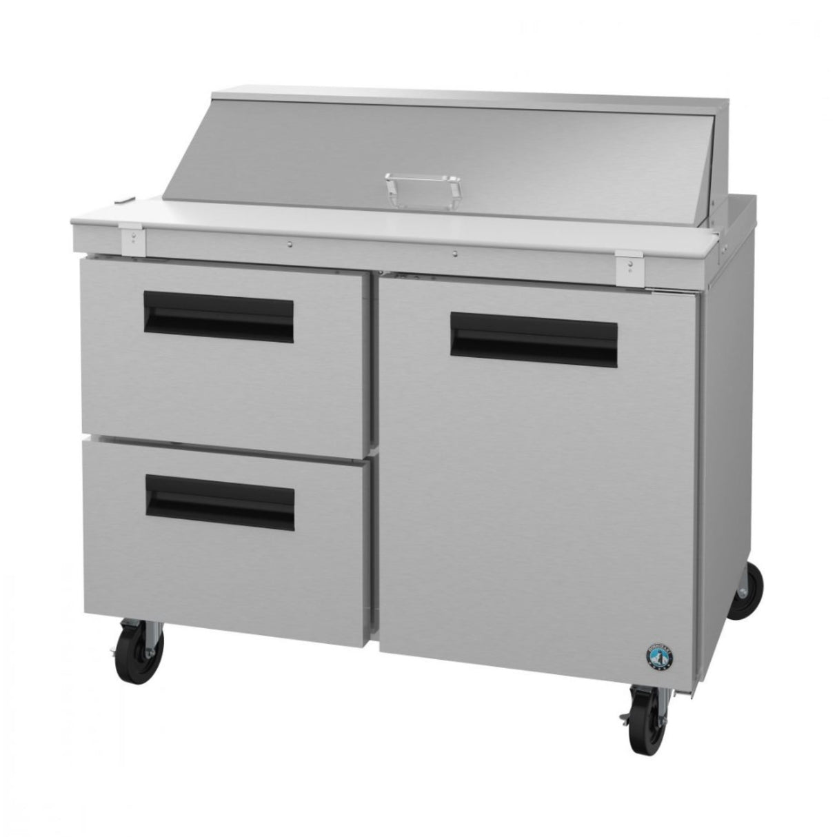Stainless Steel Hoshizaki Steelheart Series Sandwich Top Refrigerator on wheels with drawers