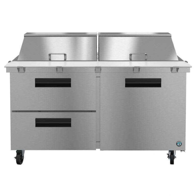 Stainless steel commercial refrigeration prep table on wheels from Hoshizaki Steelheart Series Mega