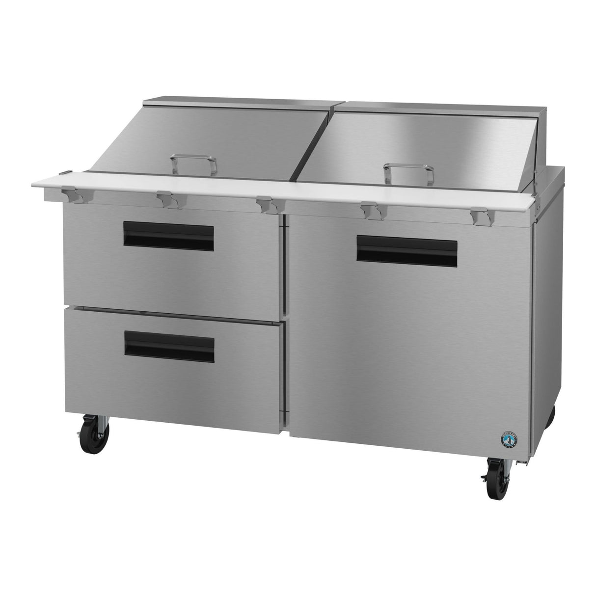 Stainless steel commercial refrigerated prep table on wheels, Hoshizaki Steelheart Series Mega