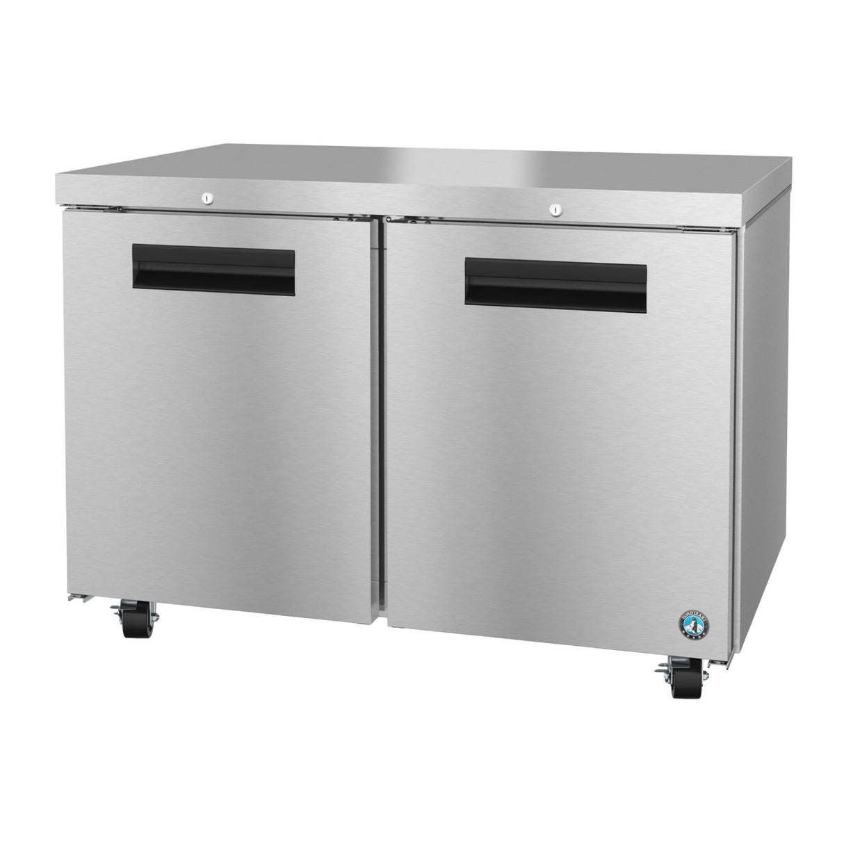 Stainless steel two-door undercounter freezer on wheels, Steelheart Series Undercounter model
