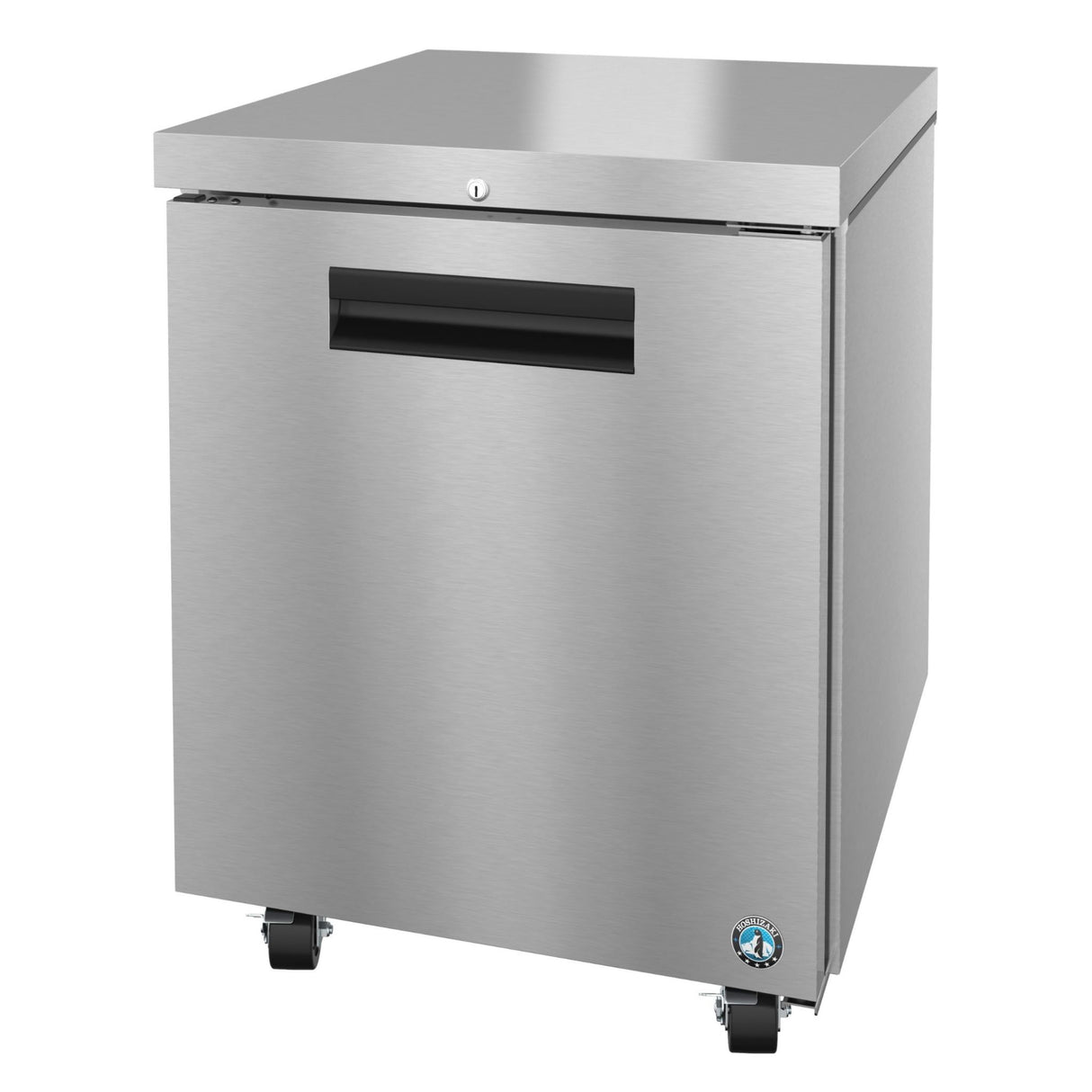 Stainless steel Hoshizaki Steelheart Series Undercounter Refrigerator on wheels