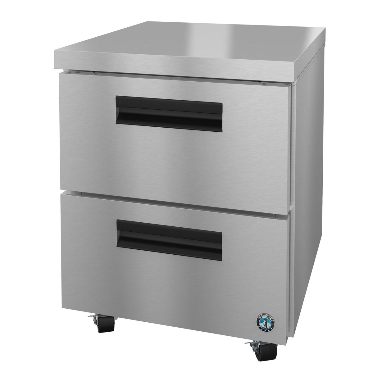 Stainless steel Steelheart Series Undercounter Refrigerator with two drawers on wheels
