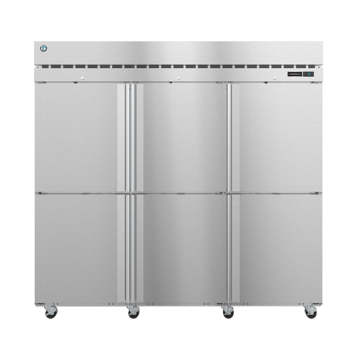 Stainless steel commercial refrigerator on wheels from Hoshizaki Steelheart Series Worktop