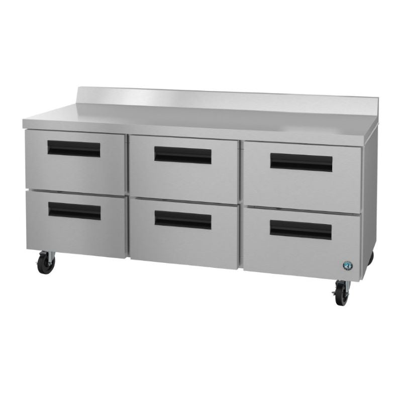 Stainless steel commercial worktable with six drawers and casters for Steelheart Series Worktop