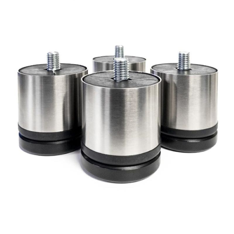 Set of four stainless steel undercounter legs with black rubber bases for UCG130GA