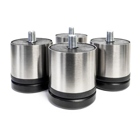 Set of four stainless steel undercounter legs with black rubber bases for UCG130GA