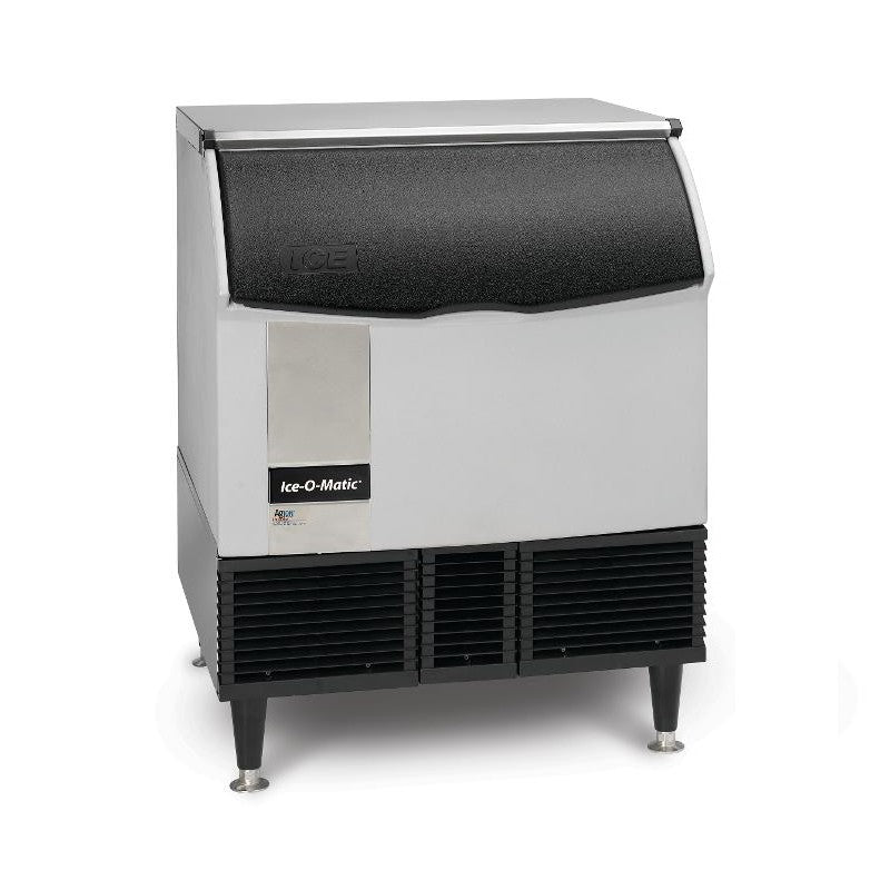 Commercial Ice-O-Matic ICEU300FW cube ice maker with stainless steel finish for undercounter use