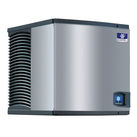 Stainless steel IYT0450A ice maker with black ventilation panels for commercial use