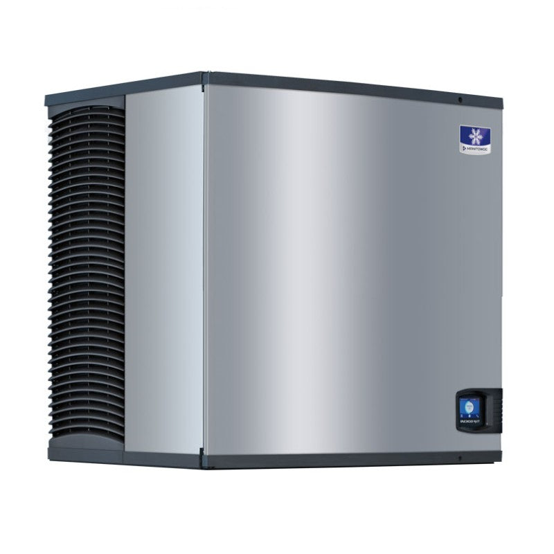Stainless steel Manitowoc IDT1200W Indigo ice maker with black ventilation panels