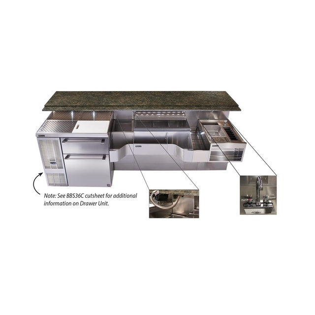 Perlick PTE68-B-WF Tobin Ellis Signature Cocktail Station Pre-configured 68"W O.A.