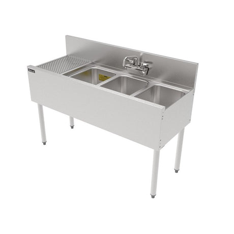 Perlick TS48M3-DBL TS Series Underbar Multi-tank Sink Unit Three 18 Gauge Stainless Steel Compartment