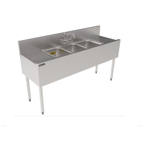 Perlick TS60M3-DB TS Series Underbar Multi-tank Sink Unit Three 18 Gauge Stainless Steel Compartment