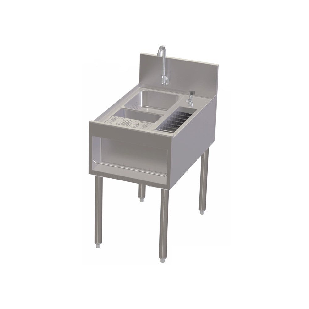 Perlick TSCE18PSTC-RC Tobin Ellis Signature Underbar Utility Sink With Glass Rinser & Tool Caddy