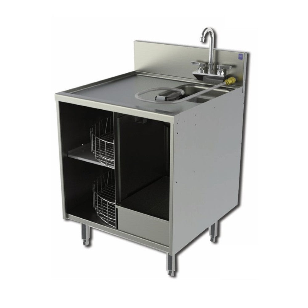 Perlick TSF24CM TSF Series Underbar Chemical Storage Cabinet 24" W X 24"D 18 Gauge Stainless Steel Sink With Removable Perforated Wet Waste Pan