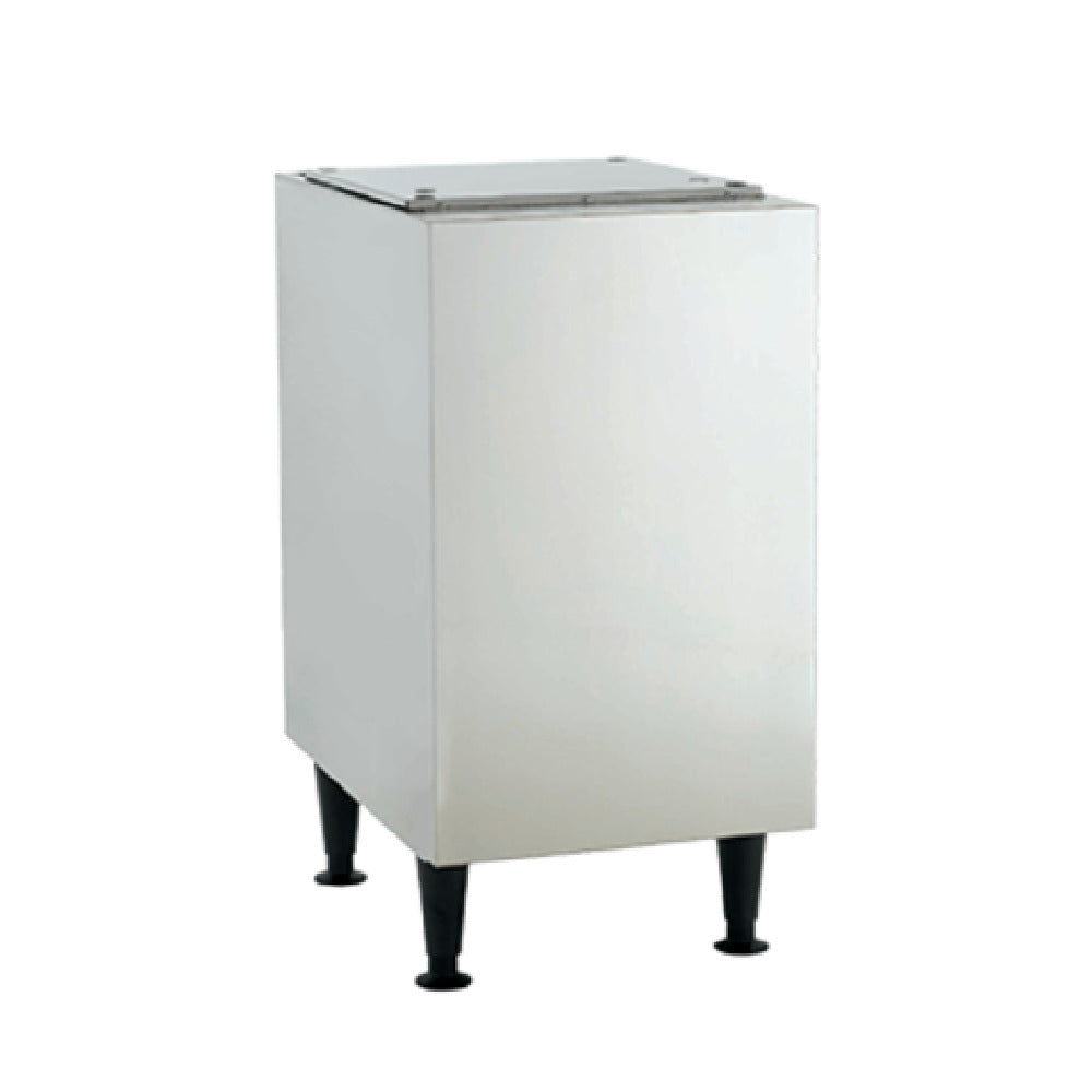 White commercial ice storage bin on adjustable legs for Scotsman HST16B-A machine stand