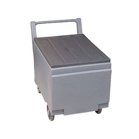 Mobile ice storage bin with wheels and sloped lid in Scotsman Replacement Poly Cart