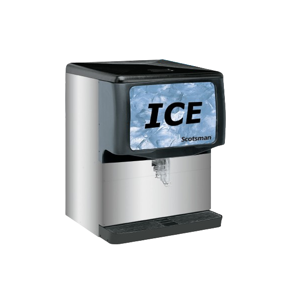 Stainless steel Scotsman ID250B-1 ice dispenser with digital display panel counter model