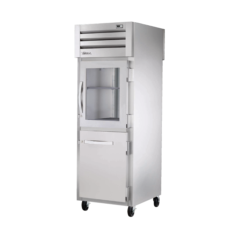 Stainless steel True Refrigeration STA1RPT-1HG/1HS-1S-HC SPEC SERIES® Refrigerator with glass doors