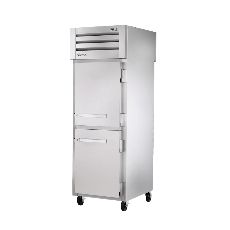 Stainless steel True Refrigeration STA1RPT-2HS-1S-HC Spec Series Refrigerator on wheels