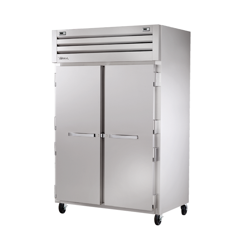 Stainless steel True Refrigeration STA2DT-2S SPEC SERIES® refrigerator with wheels