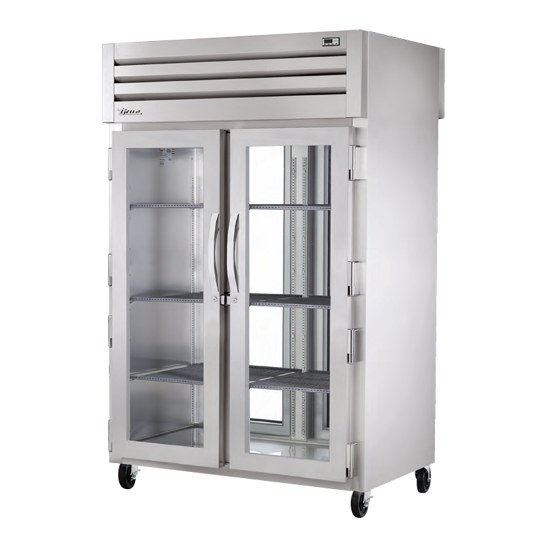 Commercial Stainless Steel Refrigerator with Glass Doors and Adjustable Shelving STA2RPT-2G-2G-HC