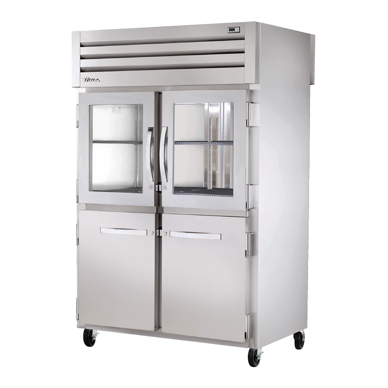 Commercial stainless steel refrigerator True Refrigeration STA2RPT-2HG/2HS-2S-HC on wheels