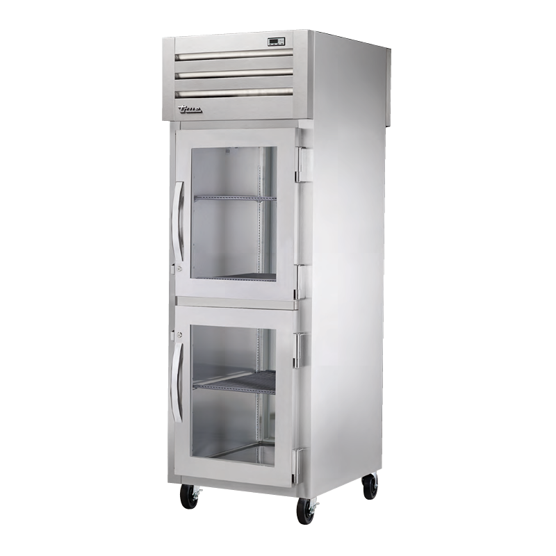 Stainless steel True Refrigeration STG1RPT-2HG-1S-HC SPEC SERIES® Pass-thru Refrigerator with glass doors