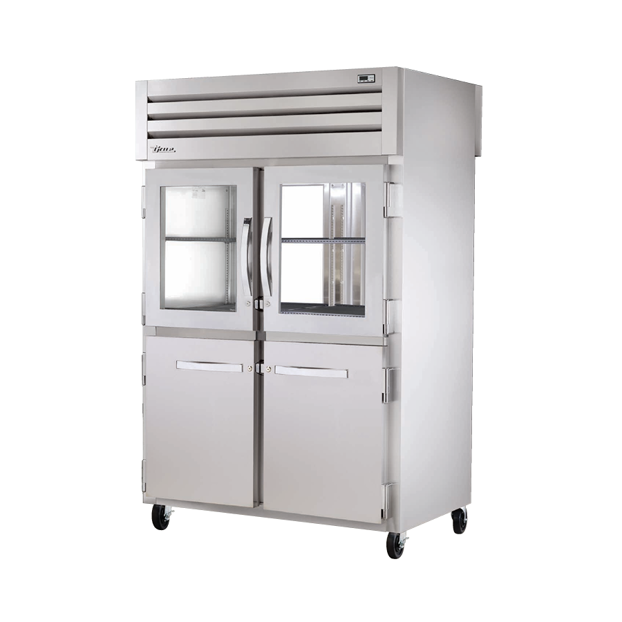 Stainless steel commercial refrigerator True Refrigeration STG2RPT-2HG/2HS-2G-HC with glass doors
