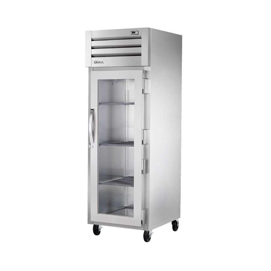 Stainless steel heated cabinet with glass door and adjustable shelving True Refrigeration STR1H-1G
